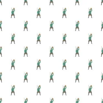 Window cleaner worker cleaning glass window pattern Stock Illustration