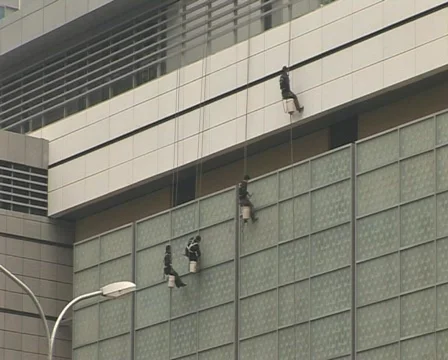 Window cleaners in beijing Stock Footage 337630