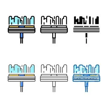 Window cleaning accessory squeegee variants color icon vector Stock Illustration
