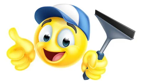 Window Cleaning Car Wash Squeegee Emoticon Icon Stock Illustration