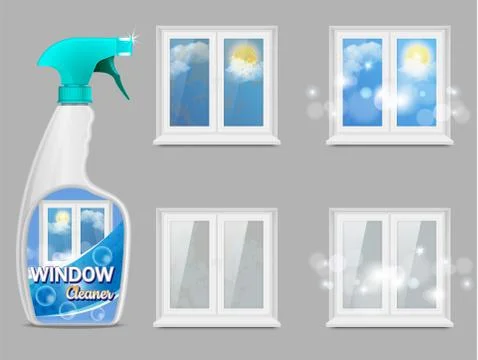 Window cleaning detergent, vector 3d realistic illustration Stock Illustration