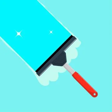 Window cleaning. Glass scraper glides over the glass, making it clean. Window Stock Illustration