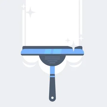 Window cleaning. Glass scraper glides over the glass. Vector illustration Stock-Illustration