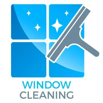 Window cleaning logo design - window wiper, window squeegee Stock Illustration
