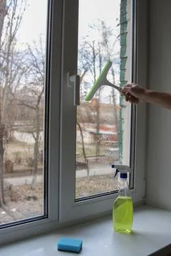 Window cleaning. Foto stock