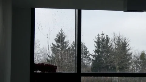 Window cleaning in a residential building from inside Stock Footage 75493180