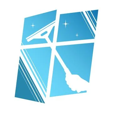 Window cleaning scraper in hand and clean window symbol Stock Illustration