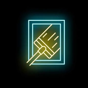Window cleaning service glowing neon light icon Stock Illustration