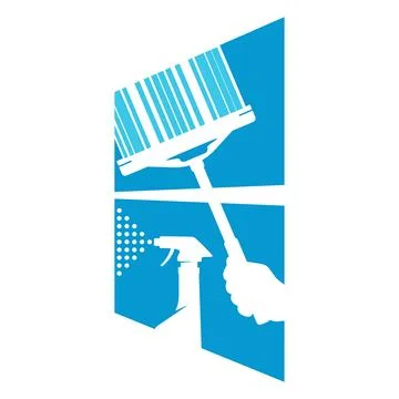 Window cleaning symbol, scraper and cleaning agent Illustration