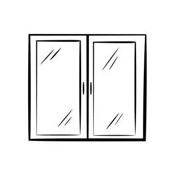 Window close sketch, hand drawing vector illustration isolated on white Stock Illustration