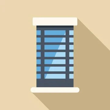 Window with closed blinds flat design illustration Stock Illustration
