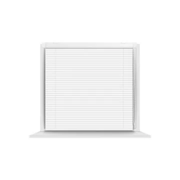 Window closed with plastic blinds realistic vector illustration mockup isolated. Ilustración de archivo