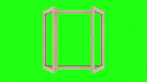 Window closing animation. White window profile frame on green screen Video stock 291122147