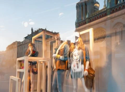 Window of the clothes shop. Stock Photos