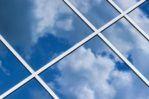 Window with clouds reflection 写真素材