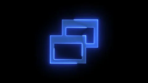 Window computing file icon glowing neon bluwe color animation black backgrou Stock Footage 265668435