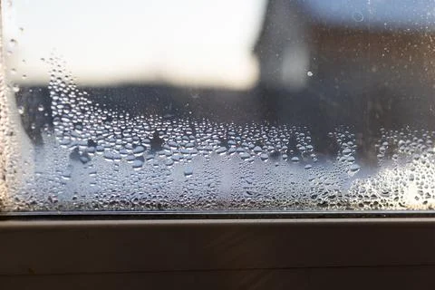 Window Condensation Indicates Poor Ventilation and Potential Mold Risk in House Stock Photos