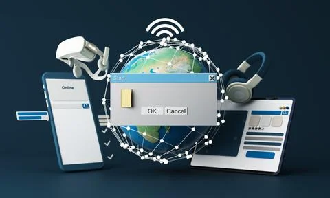 Window to connect to the Internet world. Business global internet connection  Stock Illustration