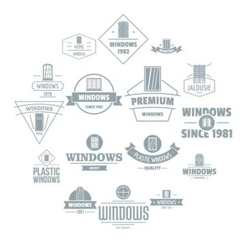 Window construction logo icons set, simple style Illustrazione stock