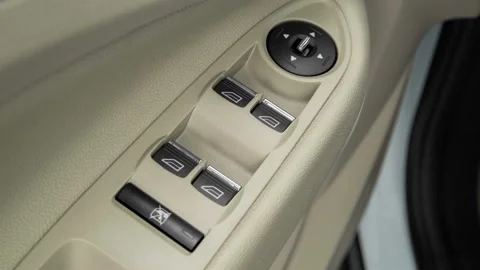 Window control buttons close up 2016 Ford C-Max Hybrid SE Stock Footage 159854312