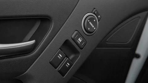 Window control buttons close up 2016 Hyundai Genesis Coupe 3.8 R-Spec Stock Footage 159876860