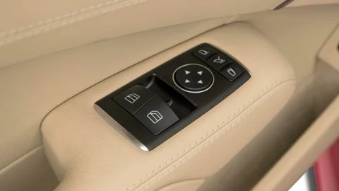 Window control buttons close up 2017 Mercedes-Benz SL-Class SL450 Stock Footage 159949200