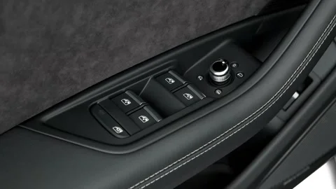 Window control buttons close up 2018 Audi S5 Sportback Premium Plus 3.0 TFSI Stock Footage 159949584