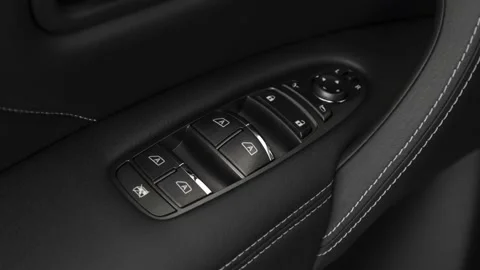 Window control buttons close up 2019 Infiniti QX80 Luxe Stock Footage 160032795