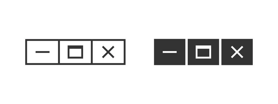 Window control icon. Minimize, maximize and close buttons vector illustrati.. Illustrazione stock