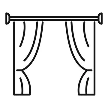 Window curtain drapes interior line art icon Stock Illustration