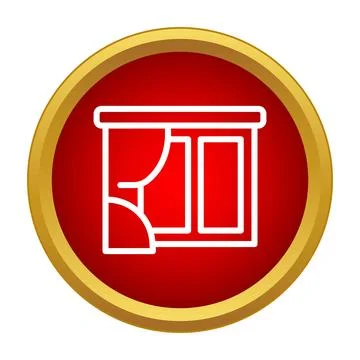 Window with curtain icon in red circle Illustrazione stock