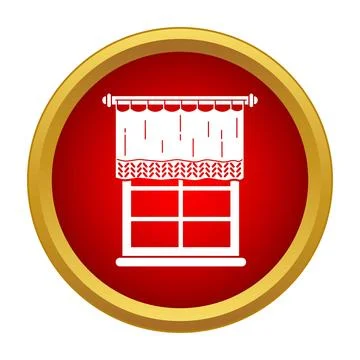 Window with curtain icon in red circle Illustrazione stock
