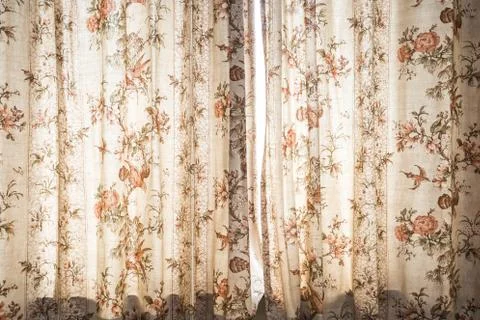 Window curtain with pattern decoration interior - Vintage Light Filter design Stock Photos