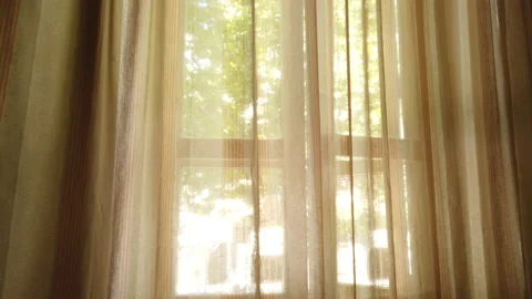 Window curtain on the wind Stock Footage 135574605