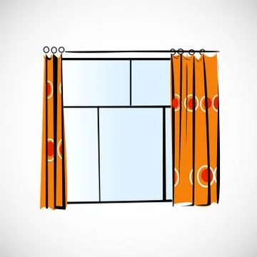 Window with curtains on a bright background Stock Illustration