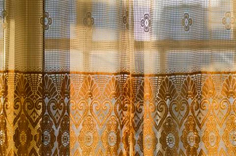 Window with curtains in the evening light abstract background Stock Photos