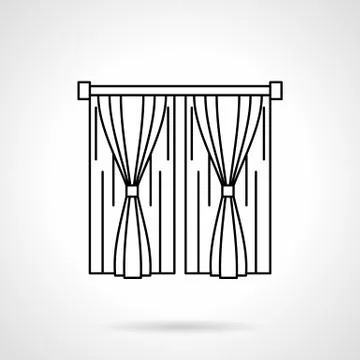 Window curtains flat line vector icon Stock Illustration