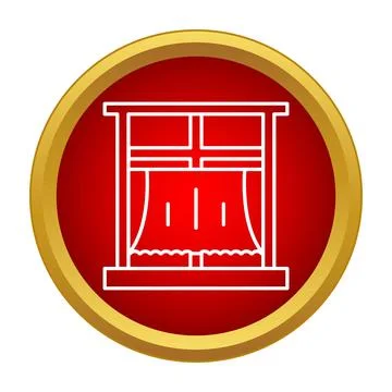 Window with curtains flat outline style icon Stock Illustration