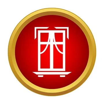 Window with curtains icon in a red circle Illustrazione stock