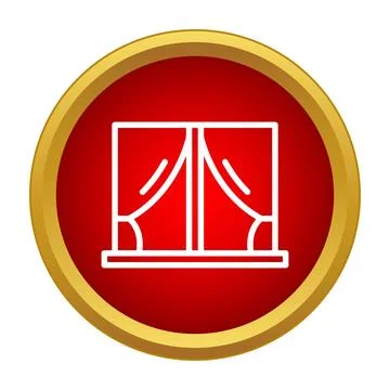 Window with curtains outline icon inside red circle 스톡 일러스트