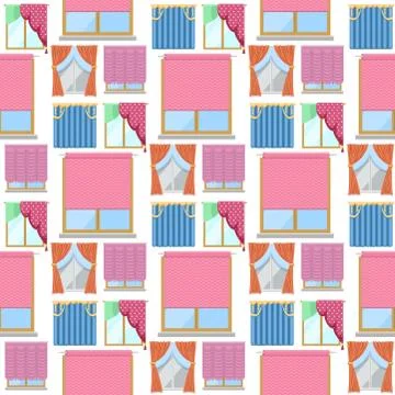 Window curtains seamless pattern background room blinds jalousie for house or Stock Illustration