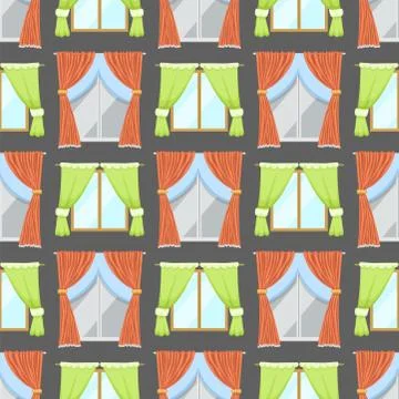 Window curtains seamless pattern background room blinds jalousie for house or Stock Illustration