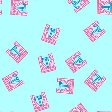 Window curtains slow living vector seamless pattern Stock Illustration