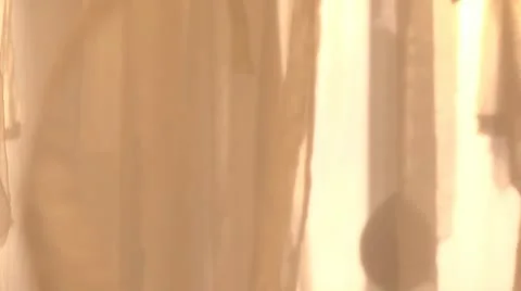 Window Curtains Swaying in the Wind Vídeo Stock 22084082