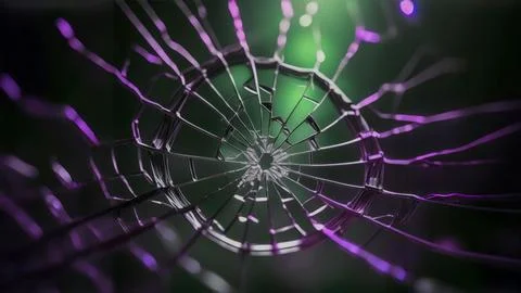 Window with damage effect as net of circles and lines of cracks on transluce Stock Illustration