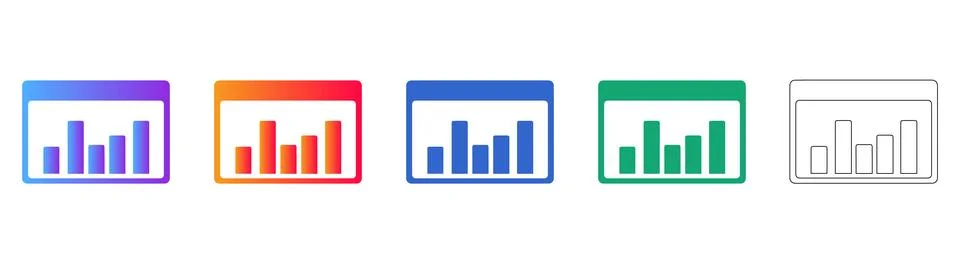 Window Data Chart Icon Set Illustrazione stock