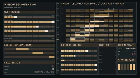 Window deconfliction board screen with data and graphics display Stock Footage 344257381