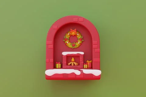 Window decorated in christmas theme with presents and christmas ornament. Mer Stock Illustration