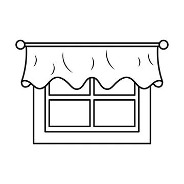Window with Decorative Curtain Vector Home Interior Illustration Stock Illustration