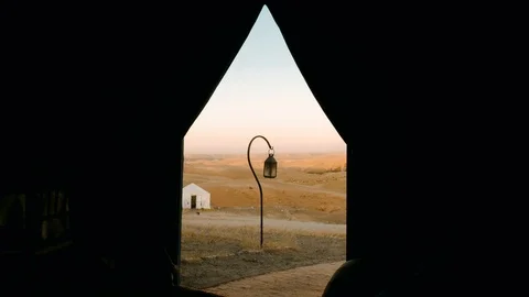 Window on the desert of Agafay Video stock 108617494